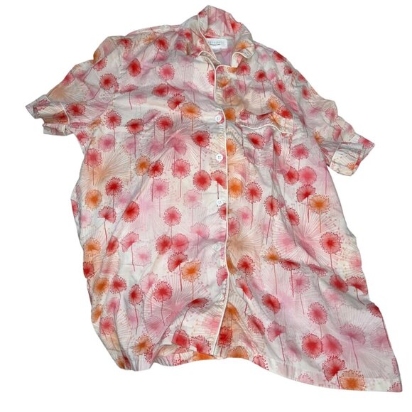 three j nyc pink orange dandelion floral print shorts pajamas L Summer t… - Picture 4 of 6